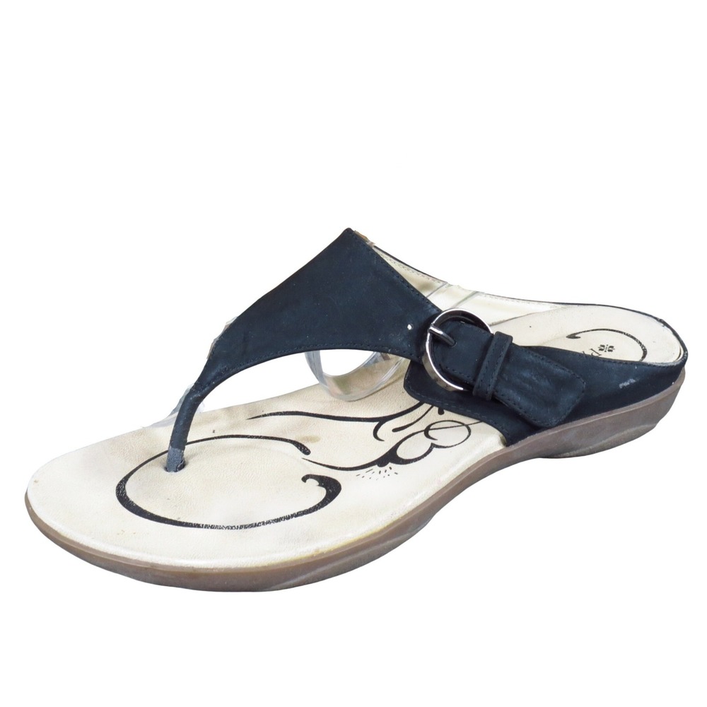 Patrizia Spring Step Centaur Women Thong Sandal Size 41 Comfort Black Leather